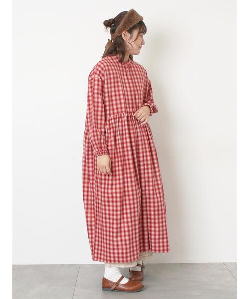 セール】【保温加工】バンドカラーワンピース ≪S/Mサイズ