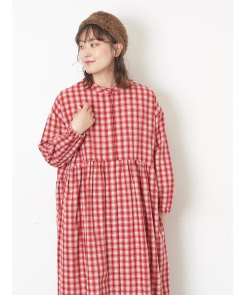 Samansa Mos2（サマンサ モスモス）の「【保温加工】バンドカラーワンピース ≪S/Mサイズ≫（ワンピース・レディース・レッド/チャコールグレー/ミント/ブラック・M/S）」の8枚目の写真