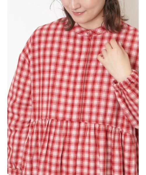 Samansa Mos2（サマンサ モスモス）の「【保温加工】バンドカラーワンピース ≪S/Mサイズ≫（ワンピース・レディース・レッド/チャコールグレー/ミント/ブラック・M/S）」の9枚目の写真