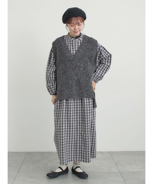 Samansa Mos2（サマンサ モスモス）の「【保温加工】バンドカラーワンピース ≪S/Mサイズ≫（ワンピース・レディース・レッド/チャコールグレー/ミント/ブラック・M/S）」の19枚目の写真