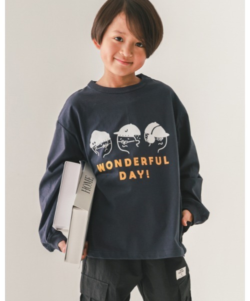 jeans-b（ジーンズベー）の「ジーンズベー WONDEFULロングＴシャツ（Tシャツ/カットソー・キッズ・ネイビー/ブラック・160cm）」の2枚目の写真