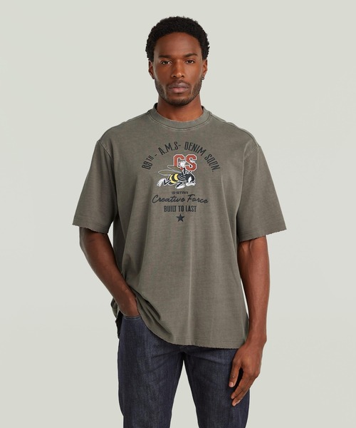 G-STAR（ジースター）の「Front Angry Bee T-Shirt/ヴィンテージライクダメージ加工キャラクター/マスコットTシャツ（Tシャツ/カットソー・メンズ・ブラウン系その他/ブルー系その他・SMALL/X-SMALL/MEDIUM/LARGE/X-LARGE）」の3枚目の写真