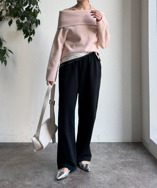 DouDou（ドゥドゥ）の「【WEB限定】裏起毛スウエットパンツ（その他パンツ・レディース・ブラック/ライトグレー・FREE）」の6枚目の写真