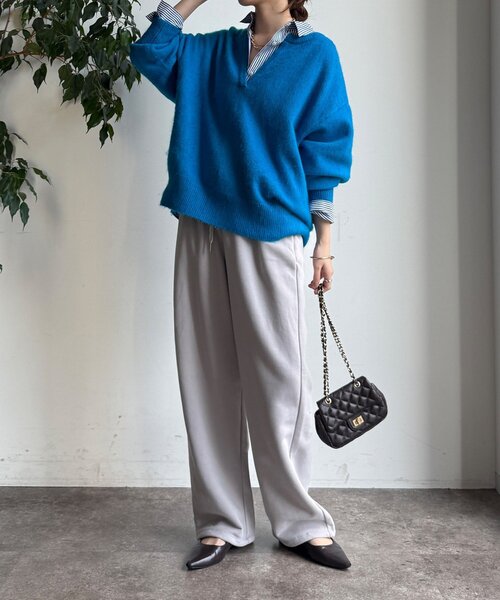 DouDou（ドゥドゥ）の「【WEB限定】裏起毛スウエットパンツ（その他パンツ・レディース・ブラック/ライトグレー・FREE）」の13枚目の写真