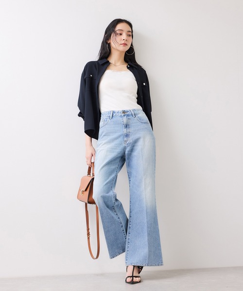 VIS（ビス）の「メタル釦シャツブラウス/イージーケア（シャツ/ブラウス・レディース・ネイビー/オフホワイト/サックスブルー・FREE）」の8枚目の写真