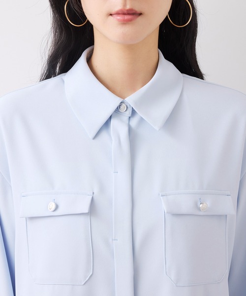 VIS（ビス）の「メタル釦シャツブラウス/イージーケア（シャツ/ブラウス・レディース・ネイビー/オフホワイト/サックスブルー・FREE）」の21枚目の写真