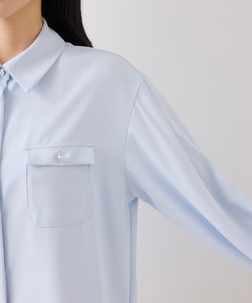 VIS（ビス）の「メタル釦シャツブラウス/イージーケア（シャツ/ブラウス・レディース・ネイビー/オフホワイト/サックスブルー・FREE）」の20枚目の写真