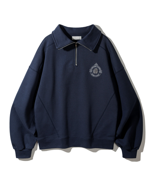 BAKKEN(バッケン)の「セミクロップバルーンフィットハーフジップスウェットシャツ BK5690_ネイビー(スウェット・メンズ・ネイビー・FREE)」の1枚目の写真