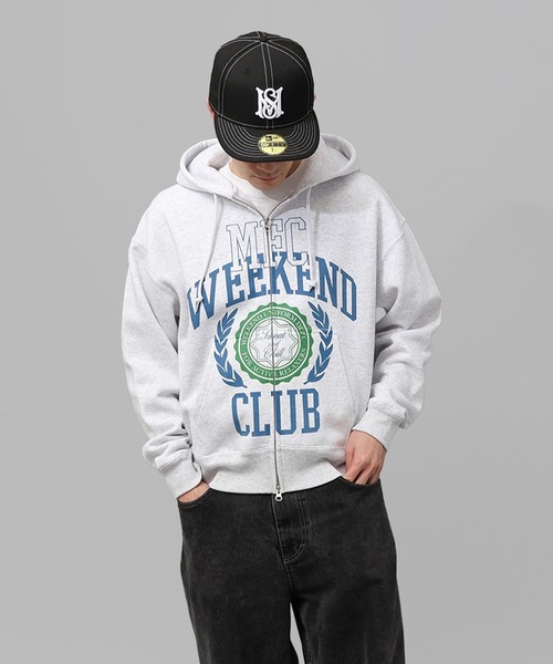 MFC STORE(エムエフシーストア)の「MFC STORE WEEKEND CLUB COLLEGE LOGO ZIP HOODIE(パーカー・メンズ・ブラック/アッシュ・S/M/L/XL)」の1枚目の写真