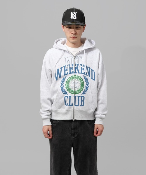 MFC STORE(エムエフシーストア)の「MFC STORE WEEKEND CLUB COLLEGE LOGO ZIP HOODIE(パーカー・メンズ・ブラック/アッシュ・S/M/L/XL)」の4枚目の写真