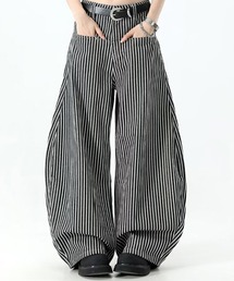 Evo+Revo（エボレボ）の「”盛れシルエット” ピンストライプ ワイドバギー バルーン バレルパンツ（デニムパンツ）」