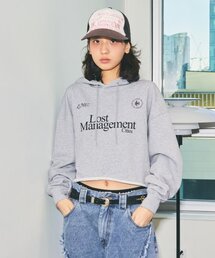 WM RAW EDGE CROPPED HOODIE heather gray
