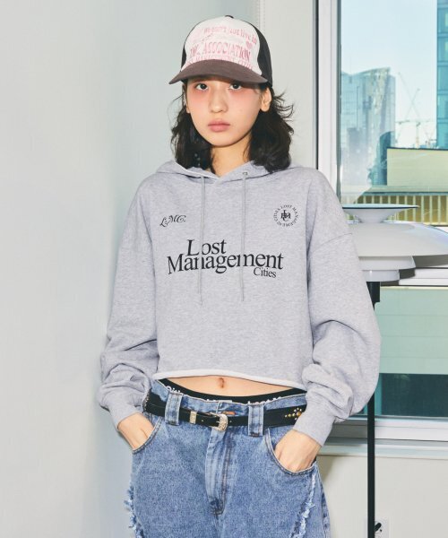 WM RAW EDGE укороченное худи, heather gray