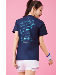 デイリーソロナグラフィックラウンドTシャツレディースネイビー