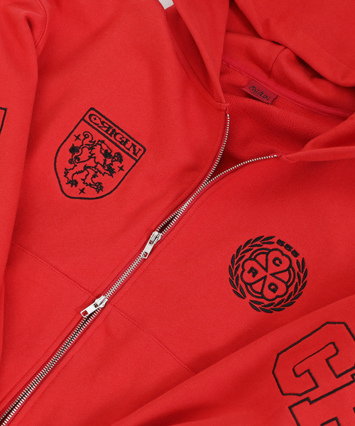 CRIGUN（クリガン）の「CLUB JERSEY ZIP-UP HOODIE RED（パーカー・レディース・レッド・MEDIUM/LARGE/X-LARGE/WS）」の4枚目の写真