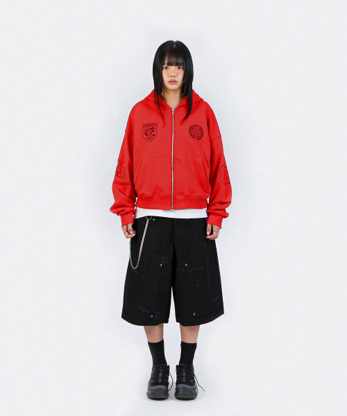 CRIGUN（クリガン）の「CLUB JERSEY ZIP-UP HOODIE RED（パーカー・レディース・レッド・MEDIUM/LARGE/X-LARGE/WS）」の7枚目の写真