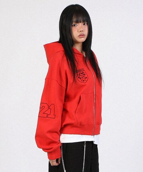 CRIGUN（クリガン）の「CLUB JERSEY ZIP-UP HOODIE RED（パーカー・レディース・レッド・MEDIUM/LARGE/X-LARGE/WS）」の16枚目の写真