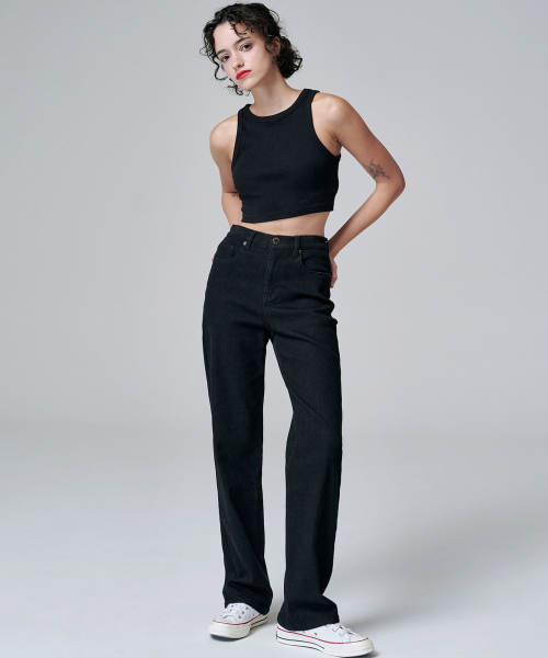 MALOUPE(マロップ)の「9106 セミワイドデニムパンツ(ブラック)(デニムパンツ・レディース・ブラック・FREE)」の10枚目の写真