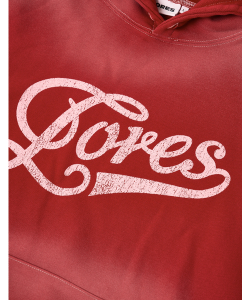 LORES（ロアス）の「Script Dyed Hoodie - Red（パーカー・レディース・その他・L/M/XL）」の7枚目の写真