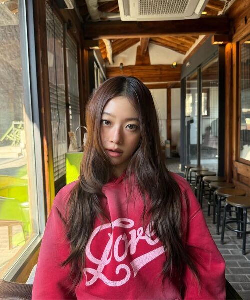 LORES（ロアス）の「Script Dyed Hoodie - Red（パーカー・レディース・その他・L/M/XL）」の3枚目の写真