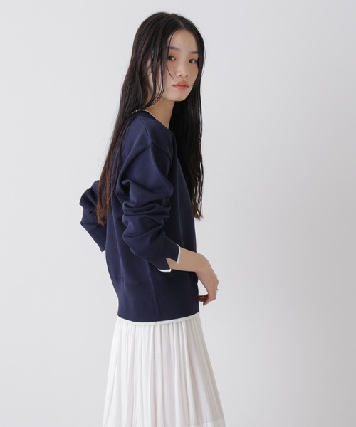 NANO universe（ナノユニバース）の「洗濯機洗可UVカットバイカラー釦ディティールニット（ニット/セーター・レディース・ブルー/ネイビー/ホワイト・FREE）」の20枚目の写真