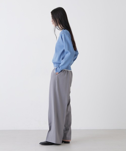 NANO universe（ナノユニバース）の「洗濯機洗可UVカットバイカラー釦ディティールニット（ニット/セーター・レディース・ブルー/ネイビー/ホワイト・FREE）」の16枚目の写真