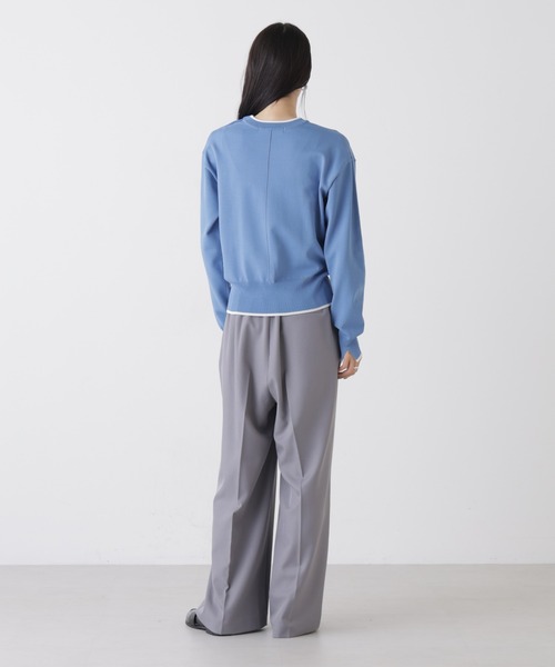 NANO universe（ナノユニバース）の「洗濯機洗可UVカットバイカラー釦ディティールニット（ニット/セーター・レディース・ブルー/ネイビー/ホワイト・FREE）」の17枚目の写真