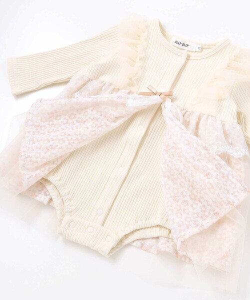 SLAP SLIP BABY（スラップスリップベビー）の「チュール花柄スカートドッキングボディミニベビー(70~80cm)（ロンパース・キッズ・イエロー/ピンク・80ｃｍ/70cm）」の16枚目の写真