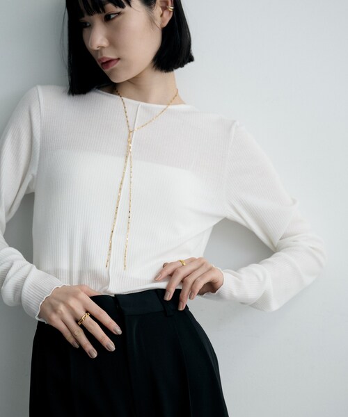 COCOSHNIK ONKITSCH(ココシュニックオンキッチュ)の「シルバー ロングカーブチェーンモチーフリング(16号、18号) GP(リング・レディース・ゴールド・18/16)」の6枚目の写真