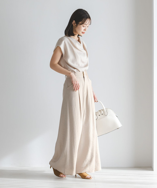 Noble(ノーブル)の「《・セットアップ対応》ファジーリネンフラップフレアパンツ(スラックス・レディース・ベージュ/ホワイト/ライトグリーン・34/36/38/40)」の15枚目の写真