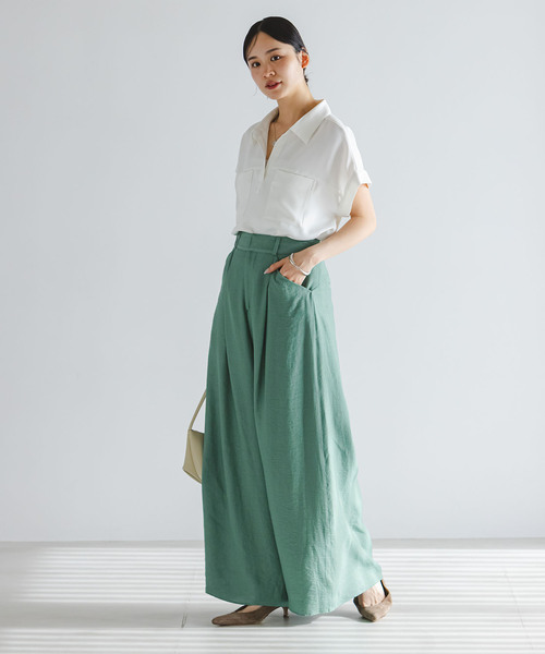 Noble(ノーブル)の「《・セットアップ対応》ファジーリネンフラップフレアパンツ(スラックス・レディース・ベージュ/ホワイト/ライトグリーン・34/36/38/40)」の20枚目の写真