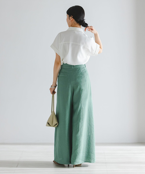 Noble(ノーブル)の「《・セットアップ対応》ファジーリネンフラップフレアパンツ(スラックス・レディース・ベージュ/ホワイト/ライトグリーン・34/36/38/40)」の21枚目の写真