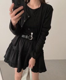 2点セット　カーディガン/ノースリーブワンピース　ベルト付