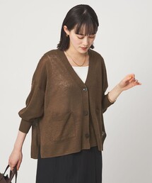 green label relaxing | フレンチリネン Vネック カーディガン ウォッシャブル(カーディガン/ボレロ)