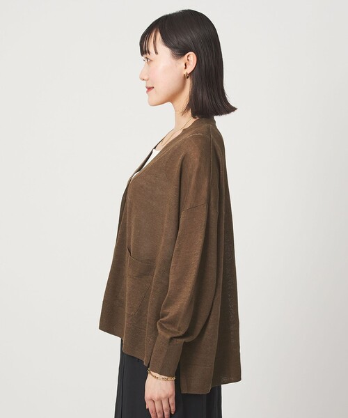 green label relaxing（グリーンレーベルリラクシング）の「フレンチリネン Vネック カーディガン ウォッシャブル（カーディガン/ボレロ・レディース・ナチュラル/ブラック/ライム/ピンク/ブラウン・FREE）」の21枚目の写真