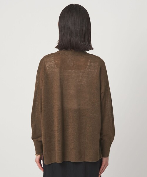 green label relaxing（グリーンレーベルリラクシング）の「フレンチリネン Vネック カーディガン ウォッシャブル（カーディガン/ボレロ・レディース・ナチュラル/ブラック/ライム/ピンク/ブラウン・FREE）」の22枚目の写真