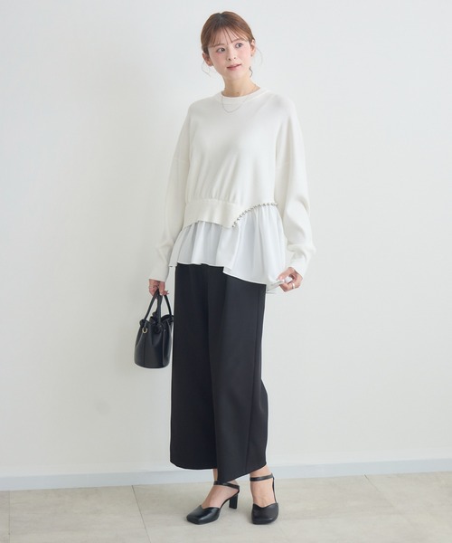 KATHARINE ROSS(キャサリンロス)の「【KATHARINE ROSS】メタルボールアシメプルオーバー(ニット/セーター・レディース・ブラック/オフホワイト・FREE)」の12枚目の写真