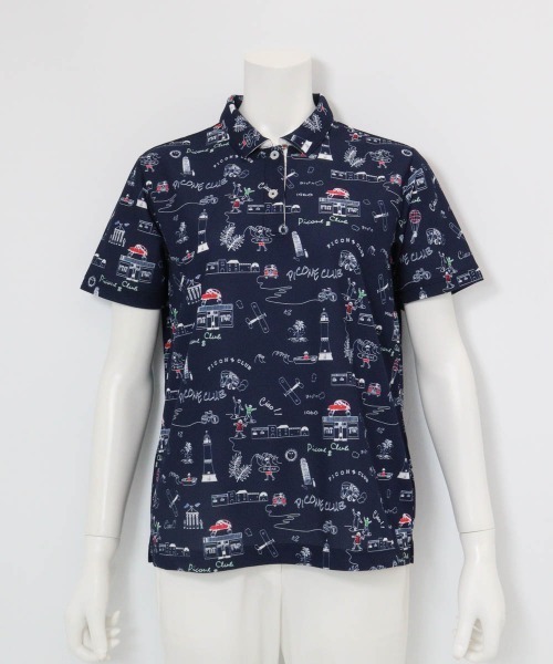 Picone CLUB(ピッコーネクラブ)の「総柄プリントUVポロシャツ(ポロシャツ・レディース・ブルー/ホワイト/ネイビー/イエロー・13号/11号/9号)」の14枚目の写真