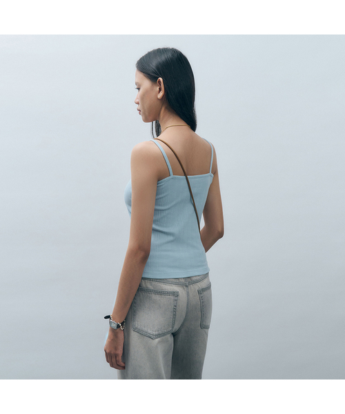 MONGDOL(モンドル)の「リブドベーシックコットンスリーブレスMDTS079_4 Colors(Tシャツ/カットソー・レディース・スカイブルー/ブラック/チャコールグレー/ホワイト・SMALL/MEDIUM)」の4枚目の写真
