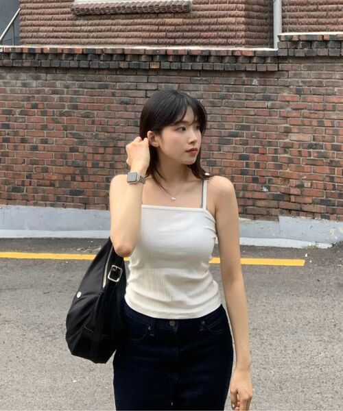 MONGDOL(モンドル)の「リブドベーシックコットンスリーブレスMDTS079_4 Colors(Tシャツ/カットソー・レディース・スカイブルー/ブラック/チャコールグレー/ホワイト・SMALL/MEDIUM)」の20枚目の写真