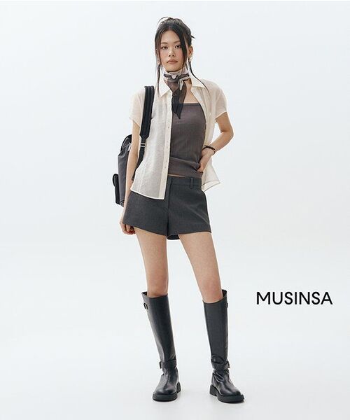 MONGDOL(モンドル)の「リブドベーシックコットンスリーブレスMDTS079_4 Colors(Tシャツ/カットソー・レディース・スカイブルー/ブラック/チャコールグレー/ホワイト・SMALL/MEDIUM)」の6枚目の写真