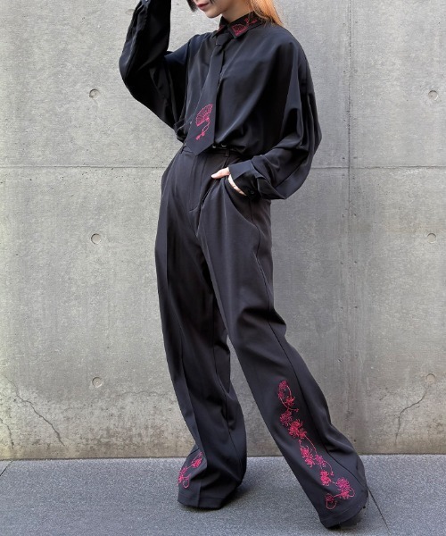 REZEN(リゼン)の「タイ付扇子刺繍シャツ(シャツ/ブラウス・メンズ・ローズ/ブルーパープル/ライトグレー・MEDIUM/LARGE)」の16枚目の写真
