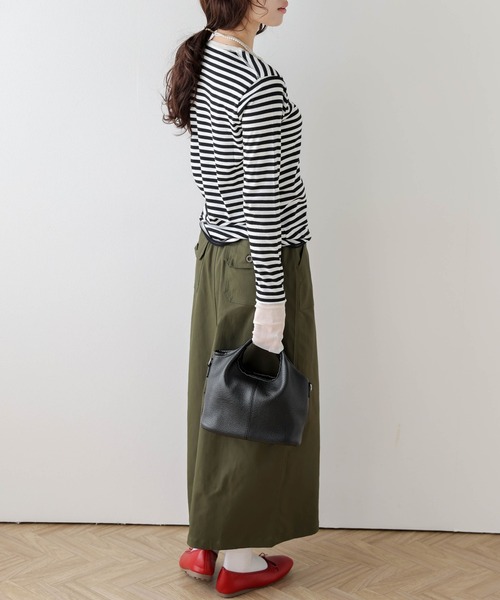 AMELY(エミリー)の「ベイカーロングスカート(スカート・レディース・カーキ/ブラック/キナリ/ベージュ・L/M)」の22枚目の写真
