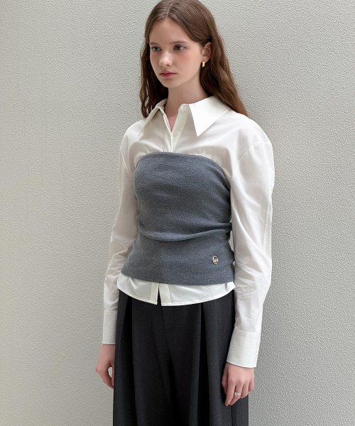 LAUTREDE MIN（ロートルドミン）の「Bustier layered knit Top（ニット/セーター・レディース・グレー/ブラック・FREE）」の3枚目の写真