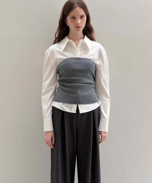 LAUTREDE MIN（ロートルドミン）の「Bustier layered knit Top（ニット/セーター・レディース・グレー/ブラック・FREE）」の4枚目の写真