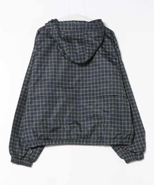 Revo.（レボ）の「【8色展開】総柄 ワンポイント ロゴ刺繍 ダブルジップ ナイロン フードブルゾン チェック/カモフラ/レオパード/ストライプ【UNISEX】（ナイロンジャケット・メンズ・ネイビー/カモフラージュ/ストライプ/ブラック/ライトブルー/ブラウン/レッド/レオパード・M/L）」の9枚目の写真