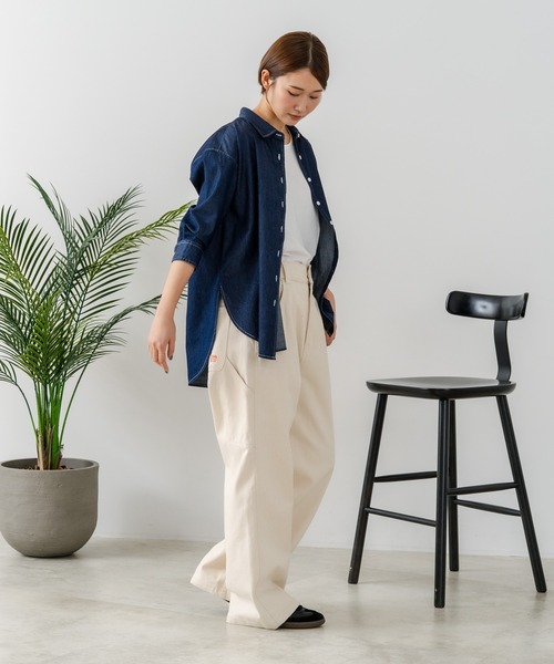 U.S. POLO ASSN.(ユーエスポロアッスン)の「【U.S. POLO ASSN./ユーエスポロアッスン】【サラッと軽い4.5ozデニム】7分袖シャツ ワンポイントロゴ刺繍 薄手・高通気 春夏クリーンカジュアル(シャツ/ブラウス・レディース・インディゴブルー/ブルー・LARGE/MEDIUM)」の14枚目の写真