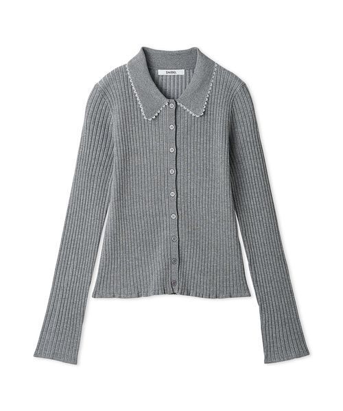 SNIDEL(スナイデル)の「カラーテクスチャードニットカーディガン(カーディガン/ボレロ・レディース・グレー/イエロー/ホワイト・F)」の3枚目の写真