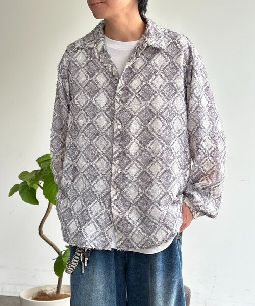CPCM(シーピーシーエム)の「シアージャガード総柄プリントシャツ(シャツ/ブラウス・レディース・ネイビー/イエロー/アイボリー・MEDIUM/LARGE)」の7枚目の写真