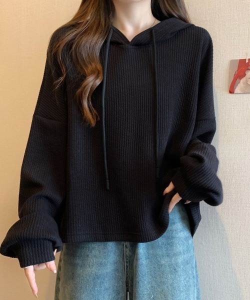 SallyLunn(サリーラン)の「リブフーディープルオーバー(パーカー・レディース・ホワイト/ブラック・LARGE/MEDIUM)」の14枚目の写真
